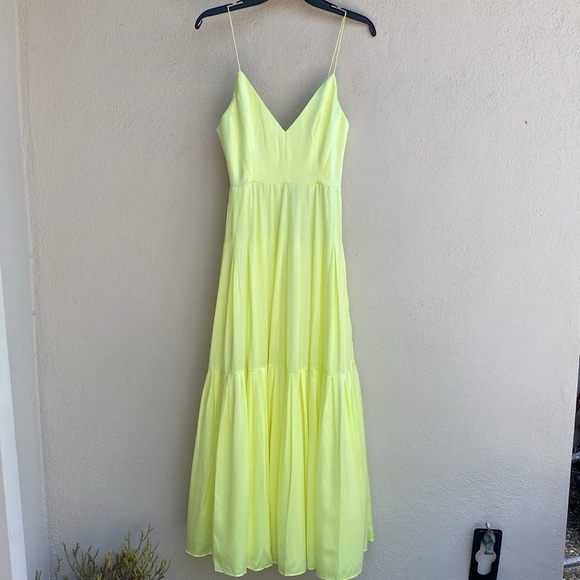 Alex Perry Dresses & Skirts - Alex Perry NWT Silk Satin Bikini Tier Ankle Length Dress in Lemon 8